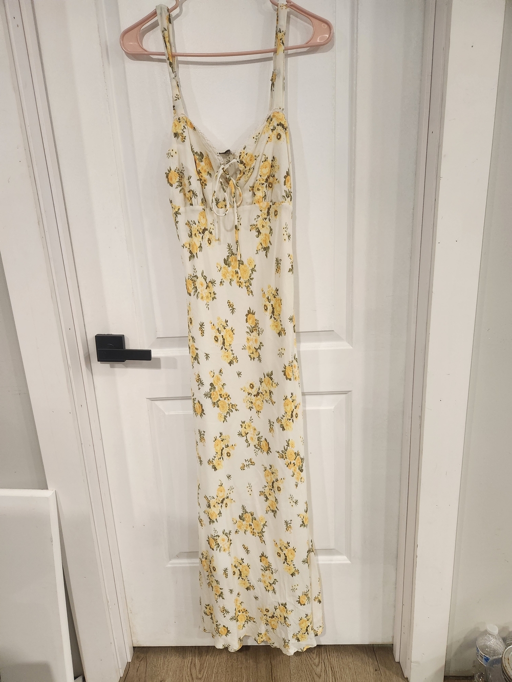 Workshop White Maxi Dress with Yellow Floral Pattern